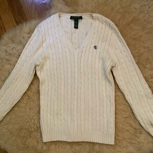 RALPH LAUREN womens v neck cable sweater
